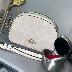 All white Coach Crossbody